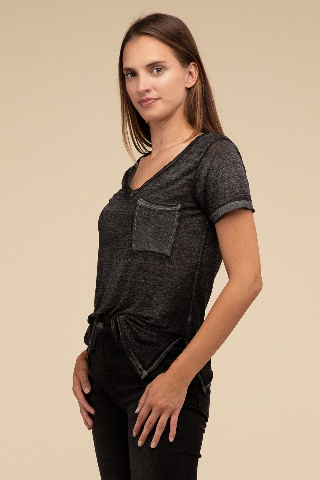 Zenana - Short Sleeve Burnout Tee