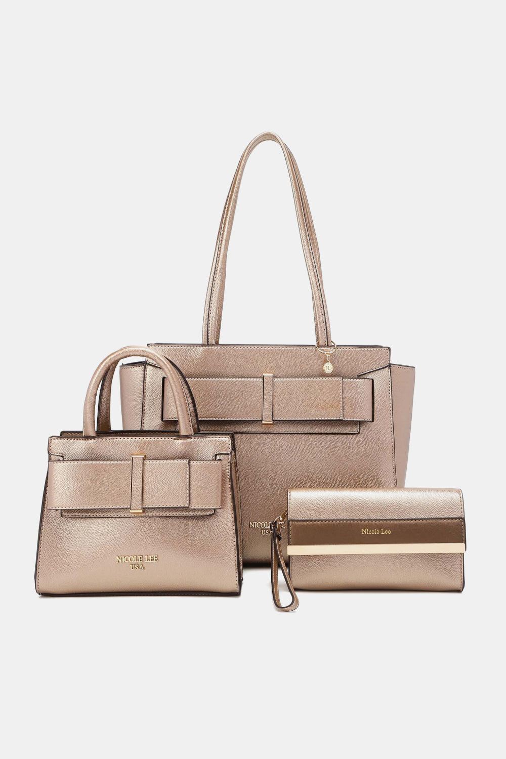 Handbag Set - Metallic Handbag Set - Gold - Inspired Eye Boutique