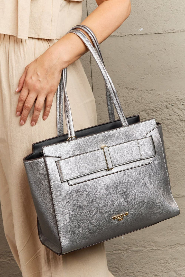 Handbag Set - Metallic Handbag Set - Silver - Inspired Eye Boutique