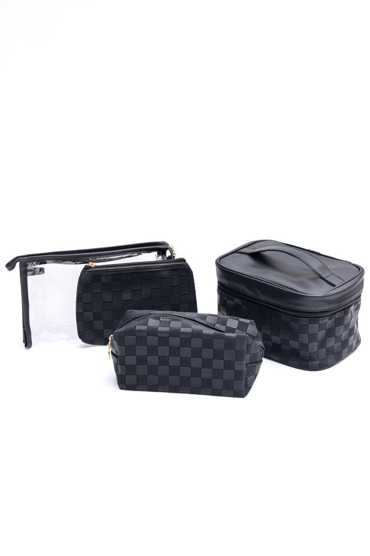 4 Piece Travel Cosmetic Bag Set - Black - Inspired Eye Boutique