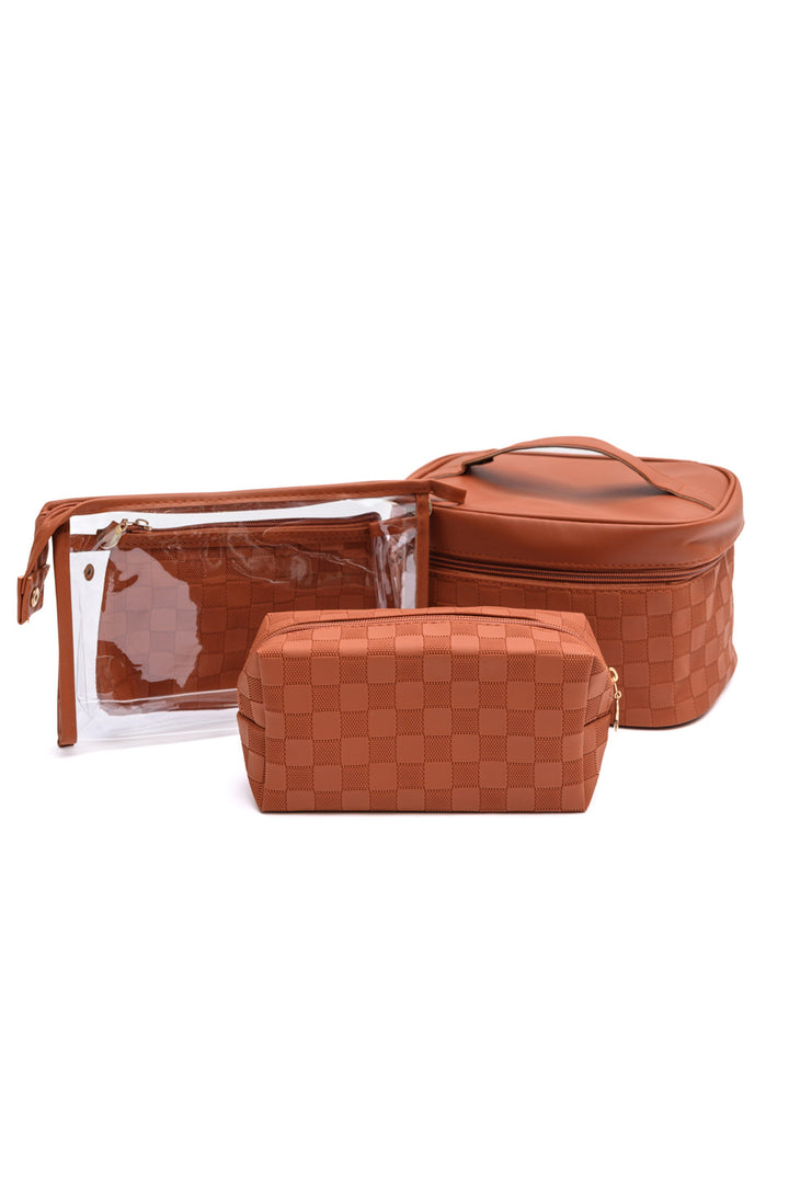 4 Piece Travel Cosmetic Bag Set - Brown - Inspired Eye Boutique