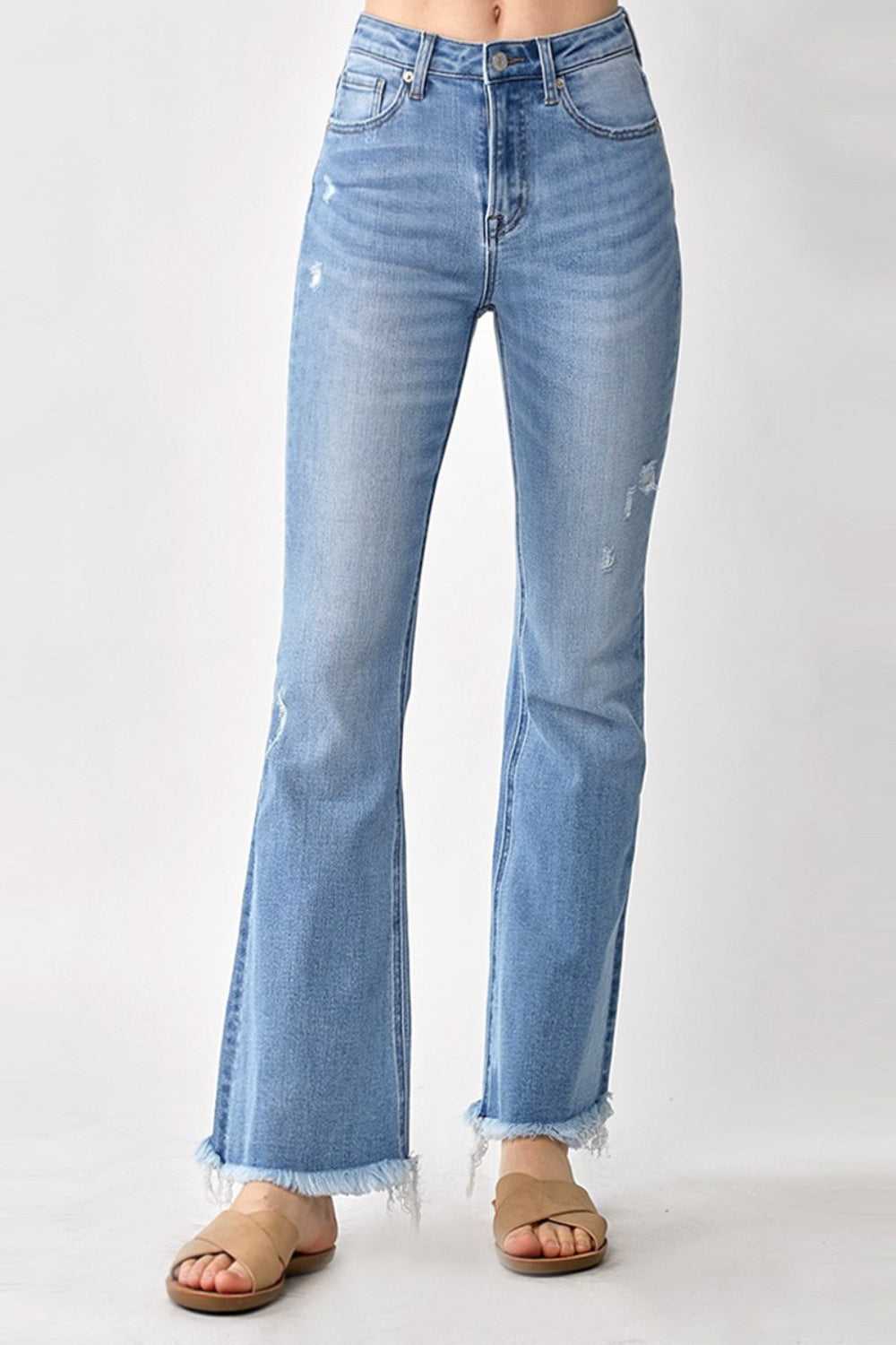 RISEN High Rise Frayed Hem Bootcut Jeans - Inspired Eye Boutique