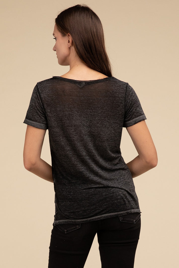 Zenana - Short Sleeve Burnout Tee