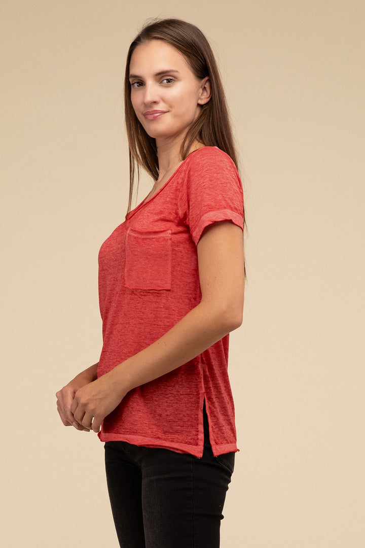 Zenana - Short Sleeve Burnout Tee