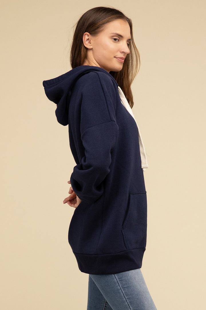 Zenana - Oversized Hoodie Longline Sweatshirt