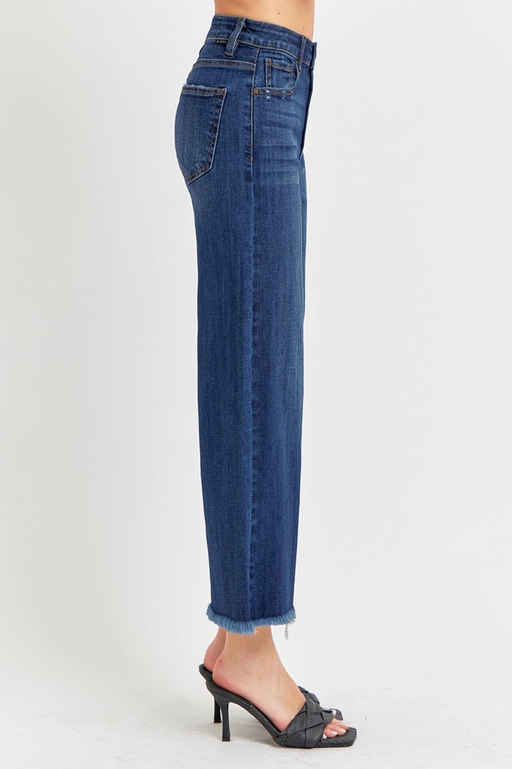 RISEN Wide Leg Cropped Dark Wash Jeans - High Waist - Inspired Eye Boutique