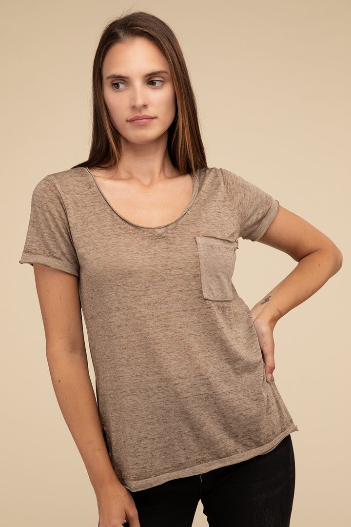 Zenana - Short Sleeve Burnout Tee