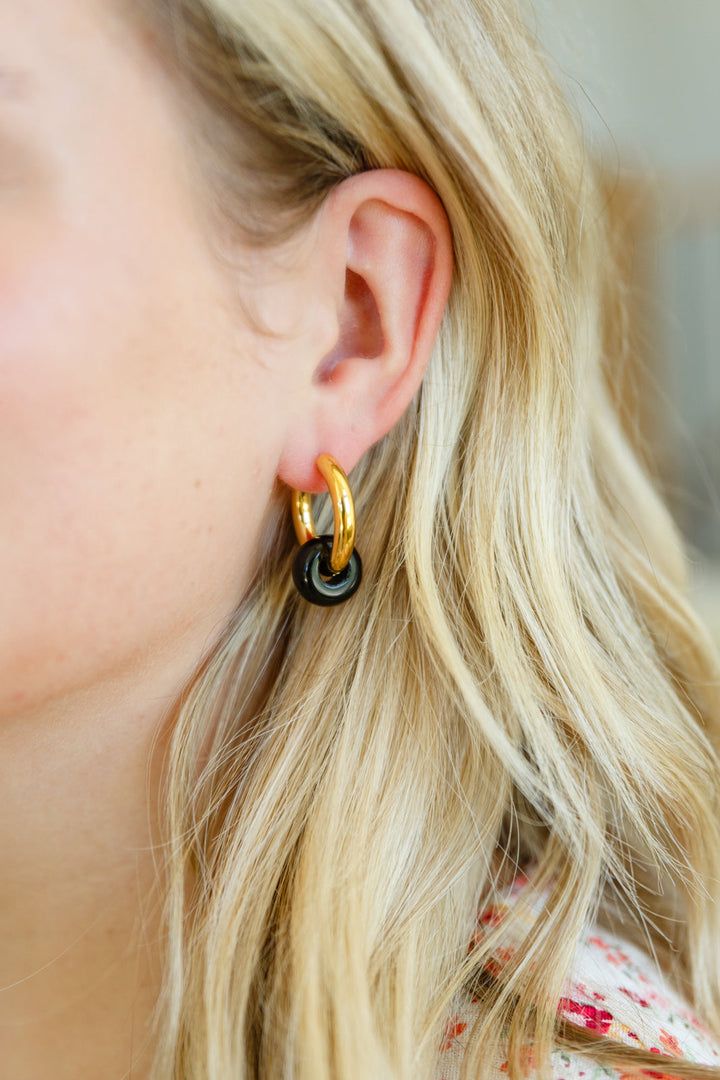 Black and Gold Huggie Earrings