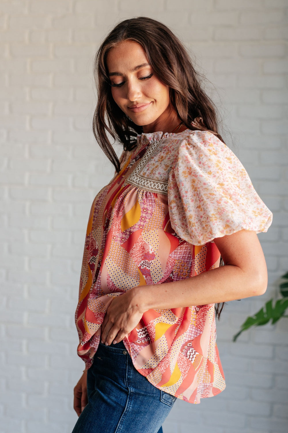 Short Sleeve Mixed Floral Top - Inspired Eye Boutique