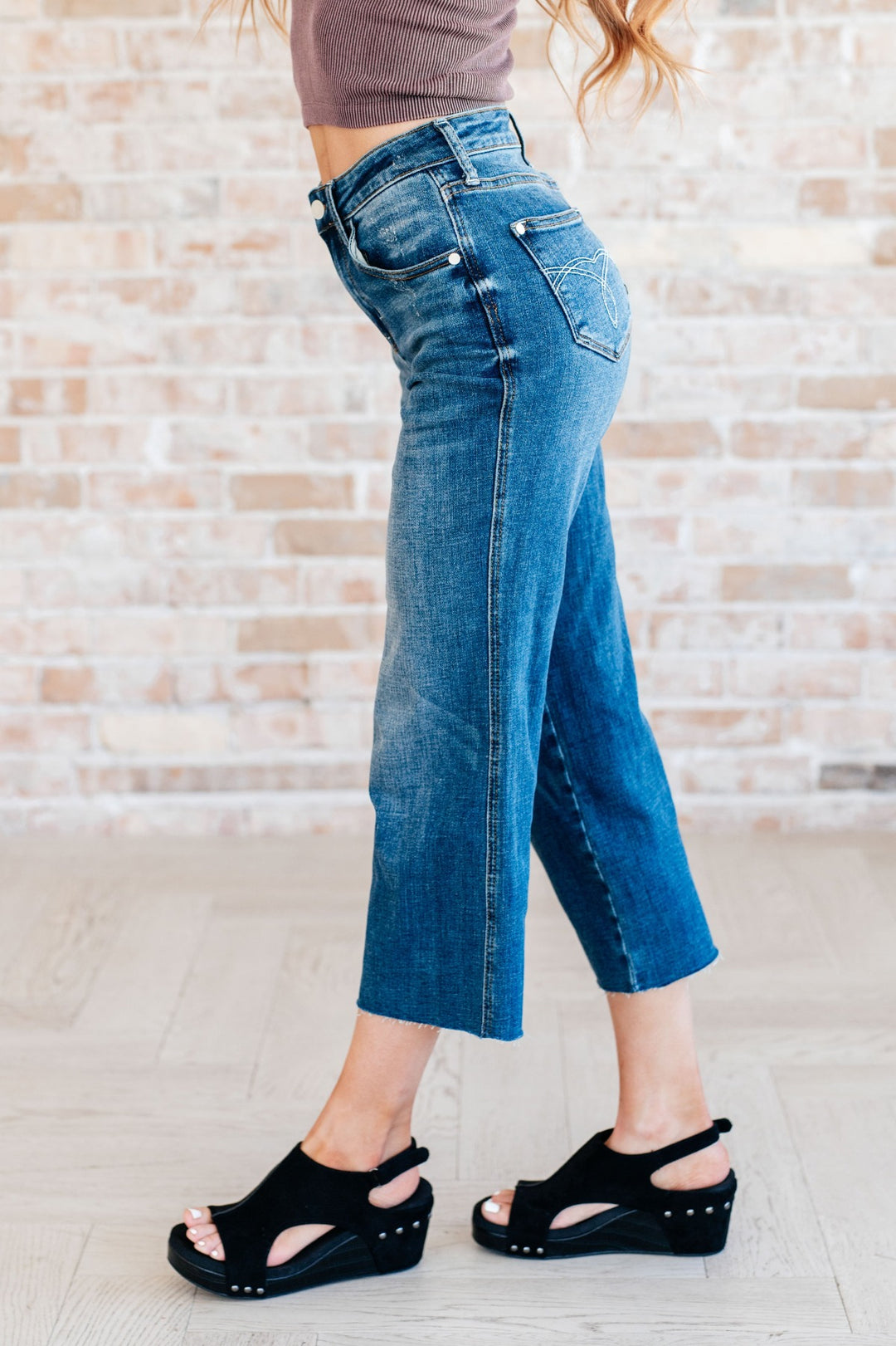 Judy Blue - Hayes High Waist Wide Leg Crop Jeans