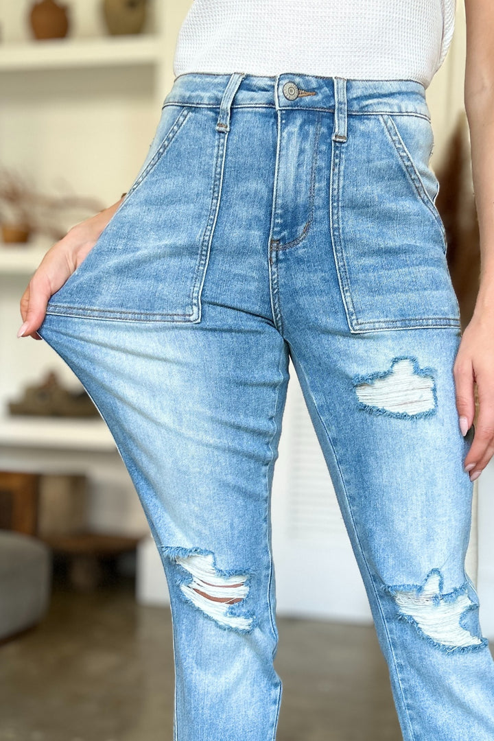 Judy Blue - Patch Pocket Boyfriend Jeans