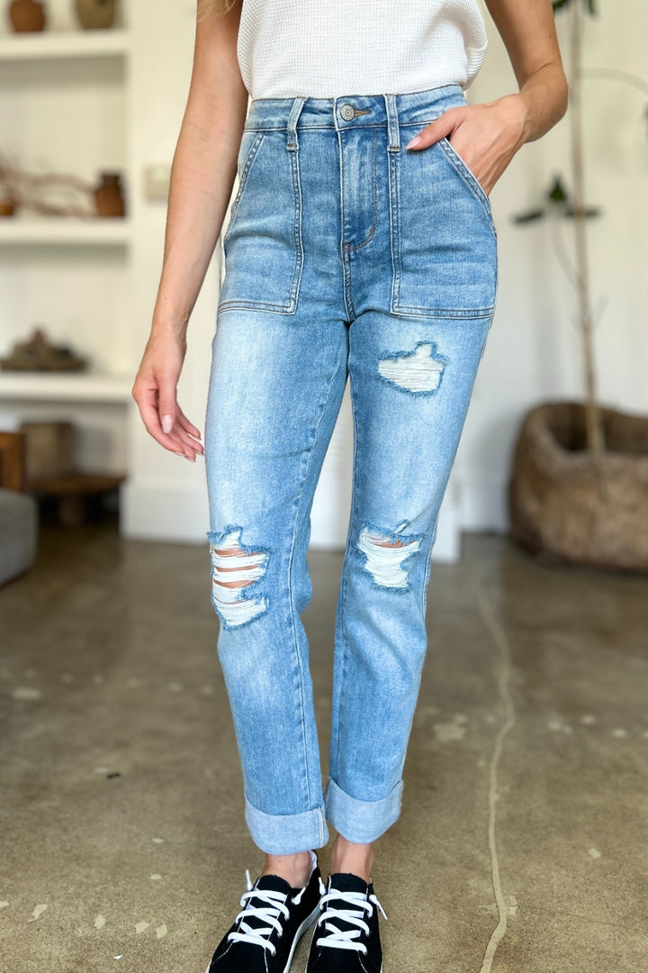 Judy Blue - Patch Pocket Boyfriend Jeans