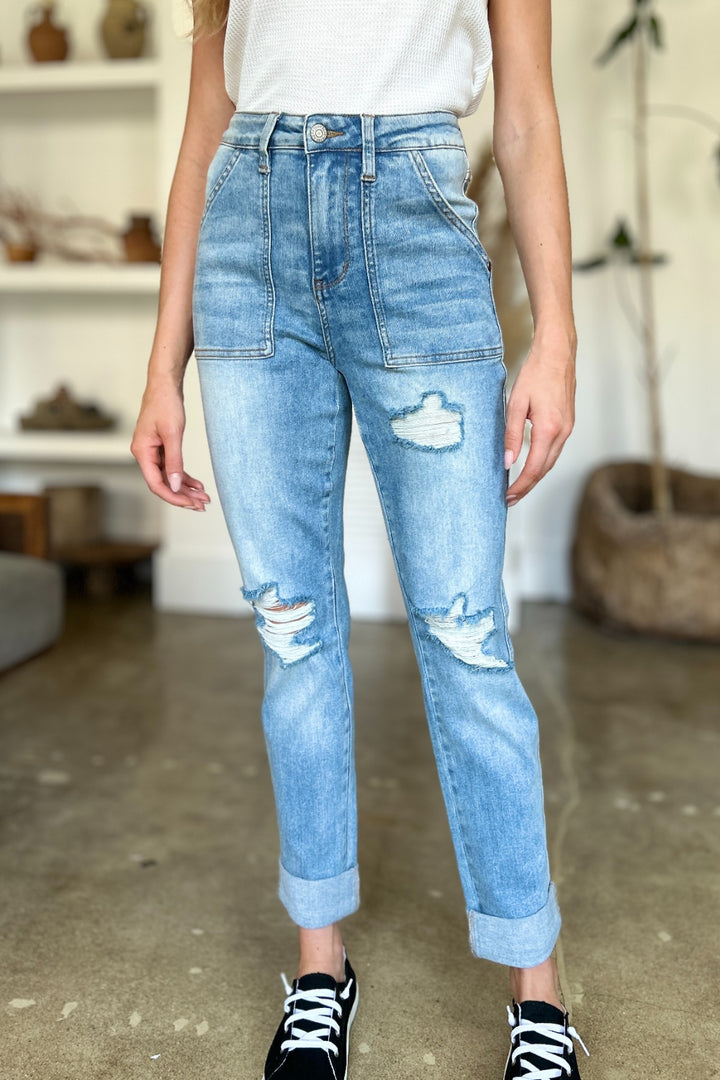 Judy Blue - Patch Pocket Boyfriend Jeans