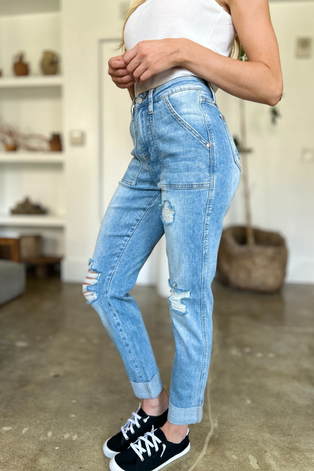 Judy Blue - Patch Pocket Boyfriend Jeans