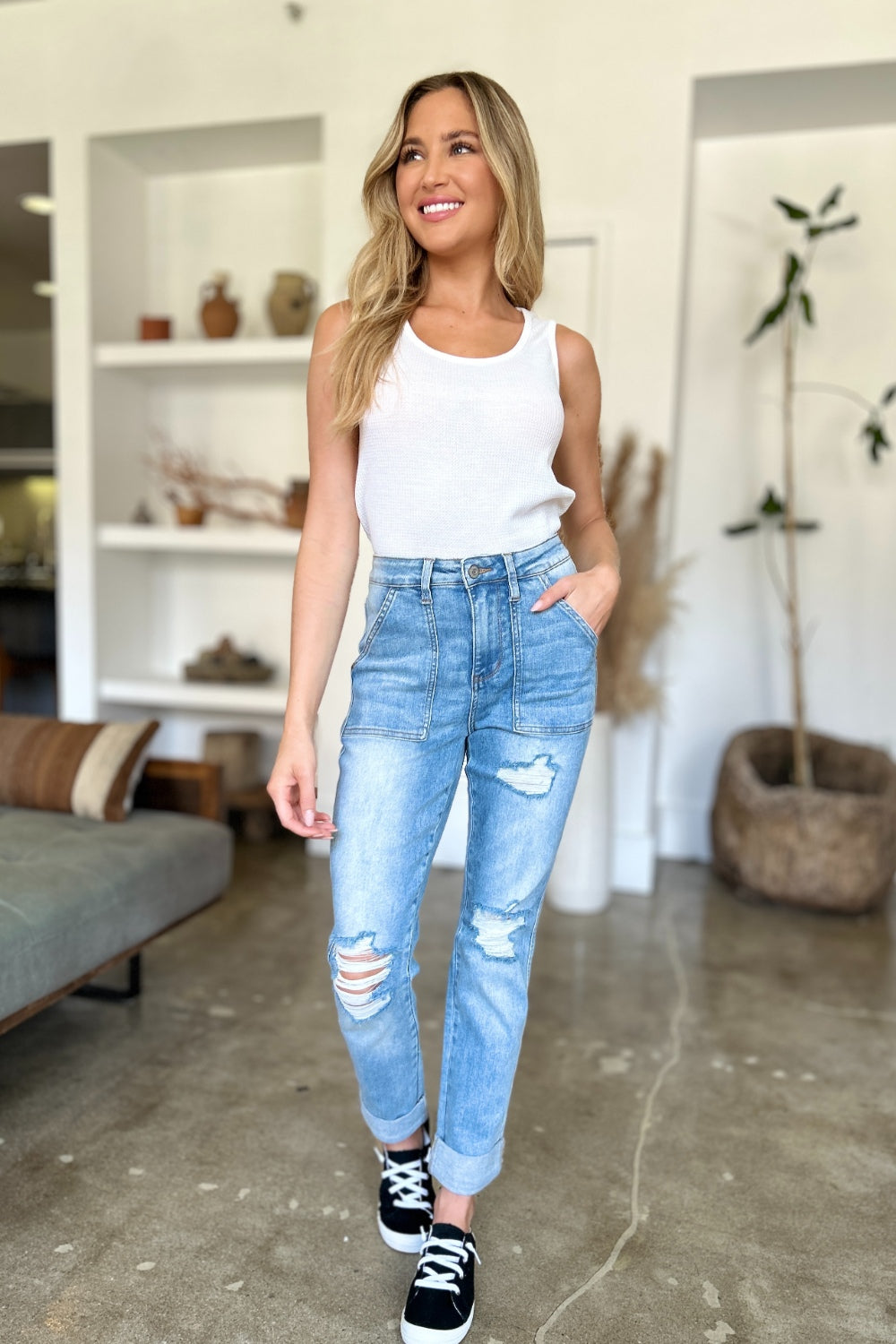 Judy Blue - Patch Pocket Boyfriend Jeans