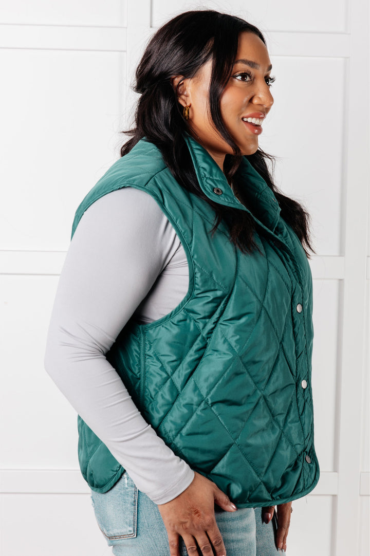 Layering Queen Quilted Puffer Vest - Hunter Green