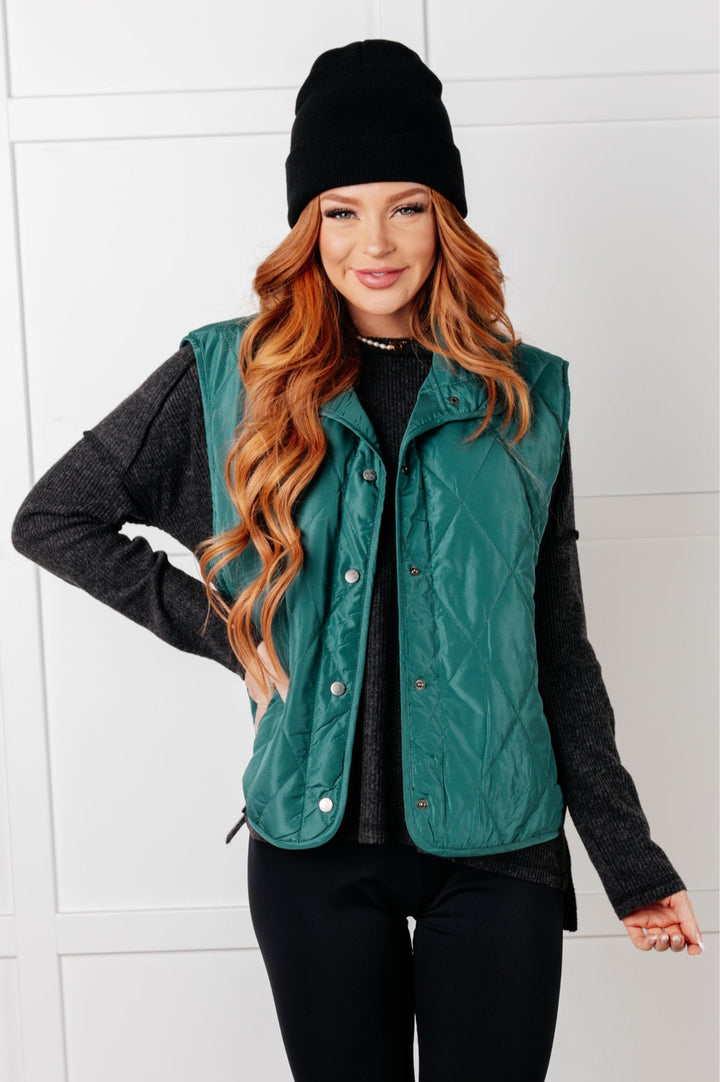 Layering Queen Quilted Puffer Vest - Hunter Green