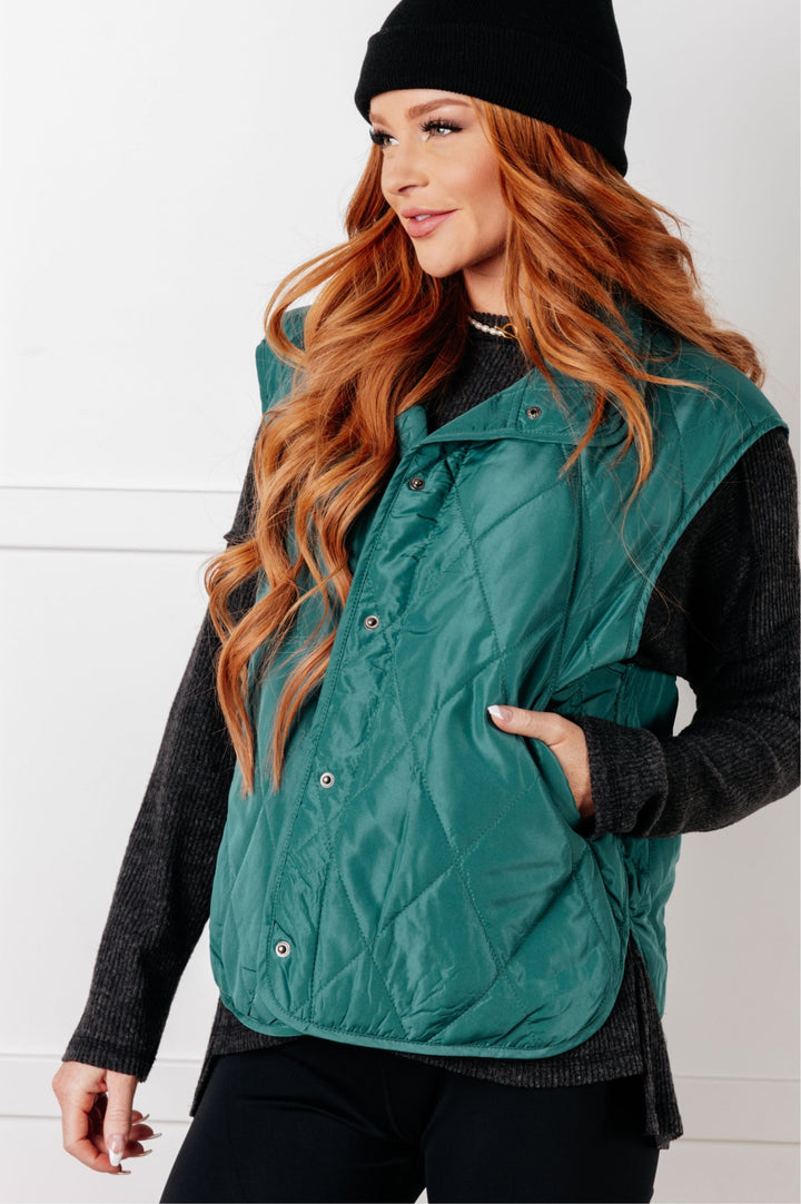 Layering Queen Quilted Puffer Vest - Hunter Green