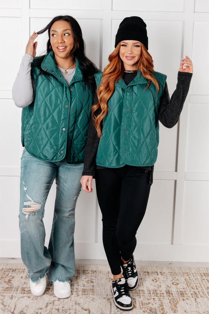 Layering Queen Quilted Puffer Vest - Hunter Green