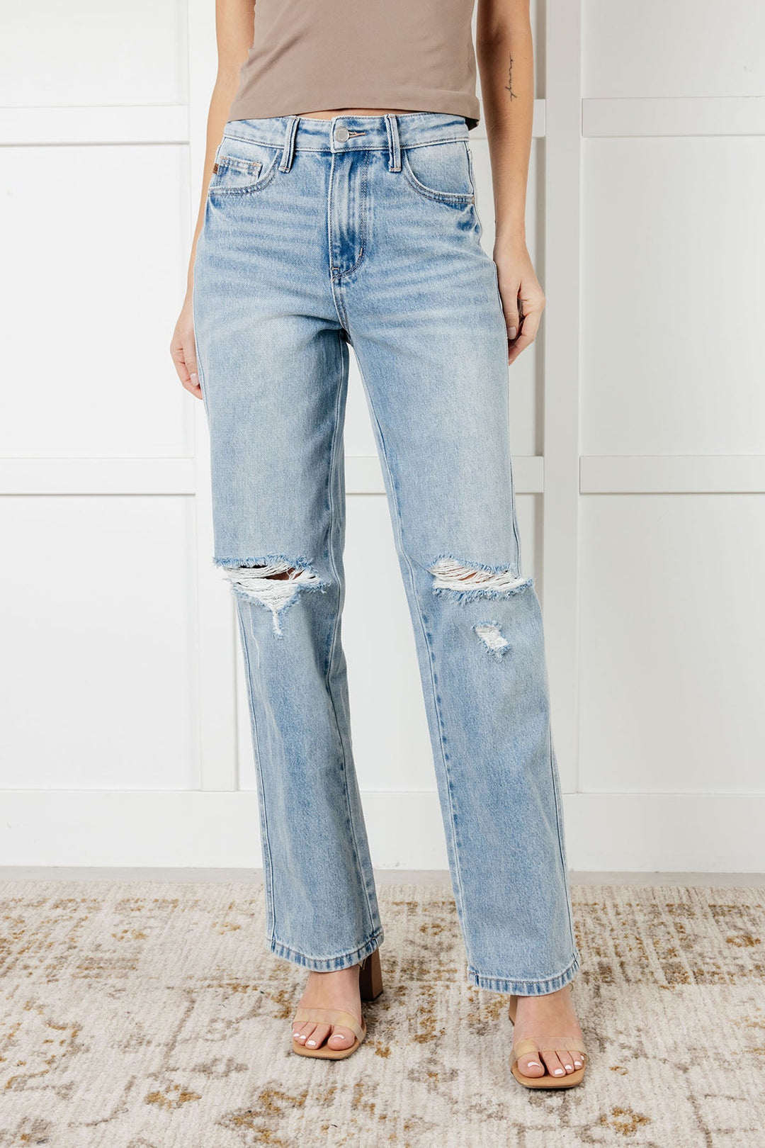 Judy Blue - Patricia Straight Leg Rigid Magic Destroyed Jeans