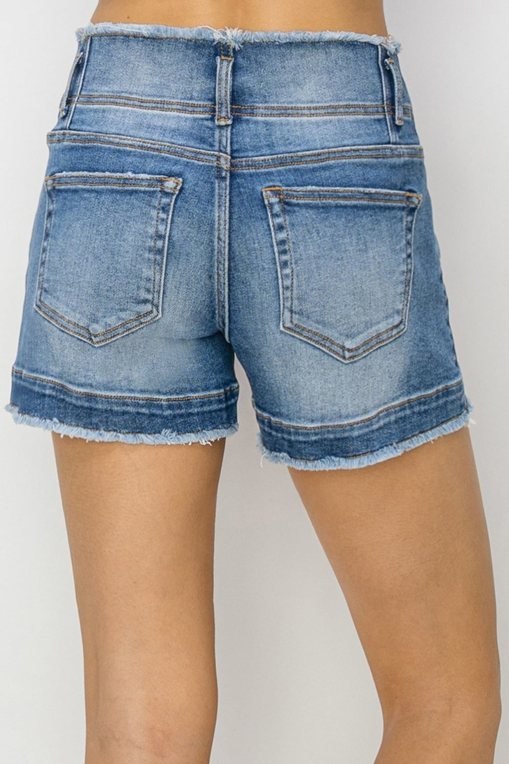 RISEN - Double Button Jean Shorts