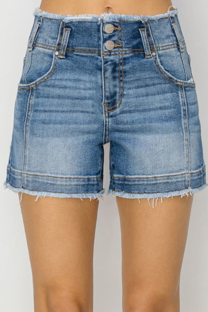 RISEN - Double Button Jean Shorts