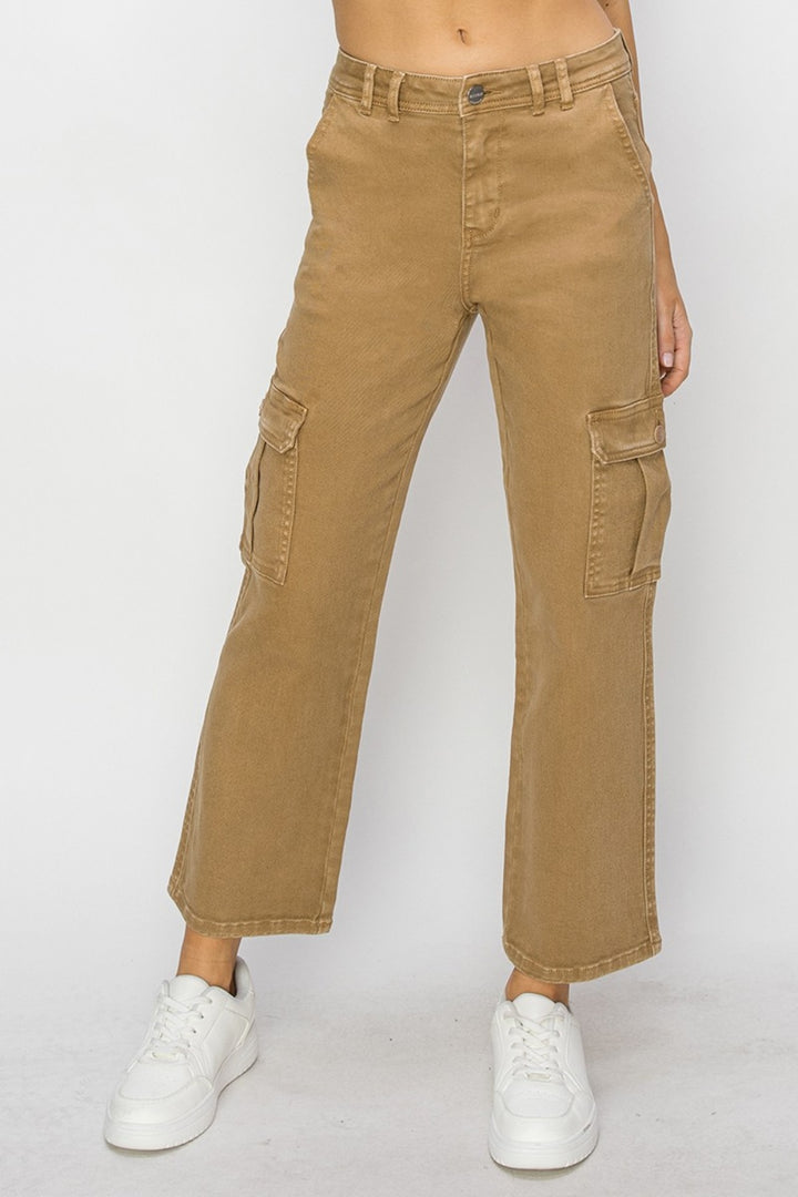 RISEN - High Rise Cargo Jeans - Mocha