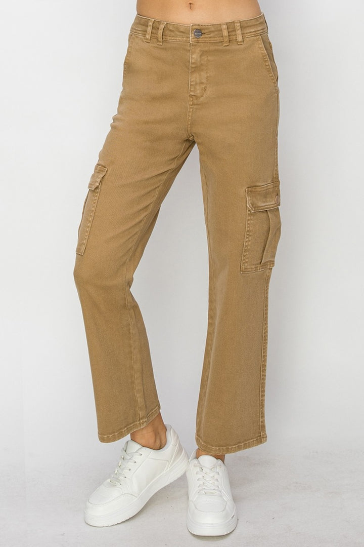 RISEN - High Rise Cargo Jeans - Mocha