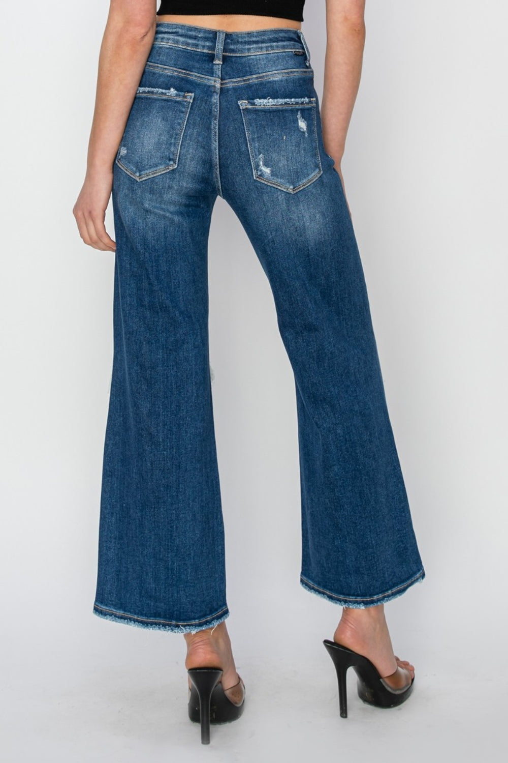 RISEN - Straight Leg Patched Distressed Jeans