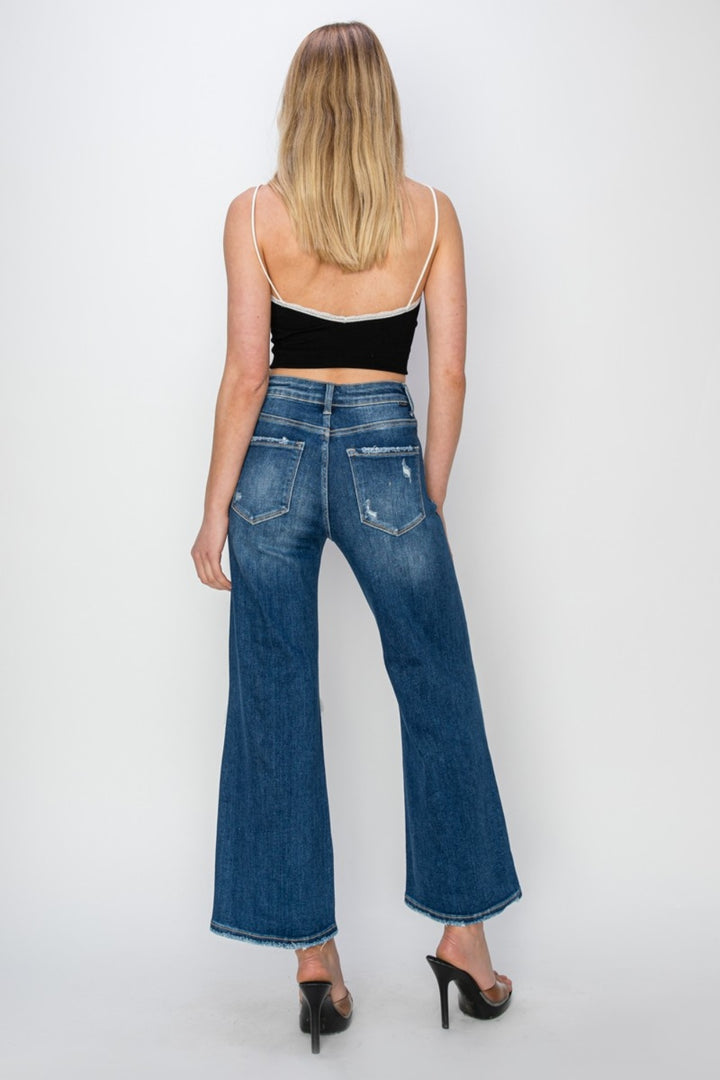 RISEN - Straight Leg Patched Distressed Jeans