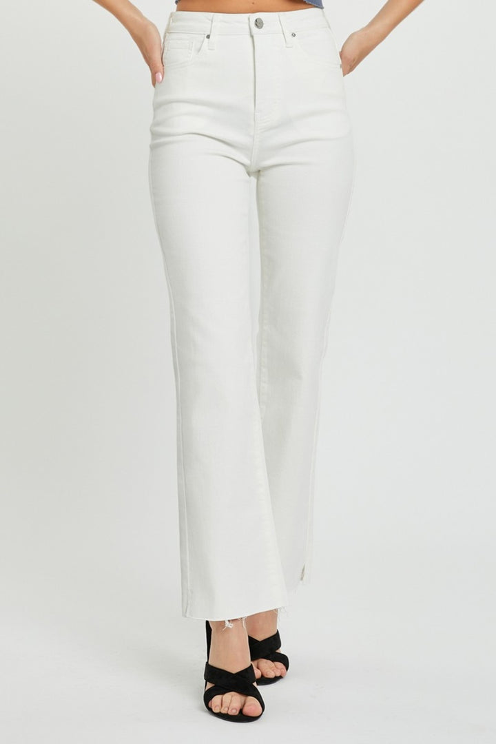 RISEN - Tummy Control Straight Leg White Jeans