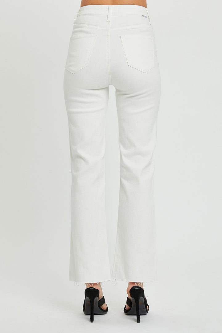 RISEN - Tummy Control Straight Leg White Jeans