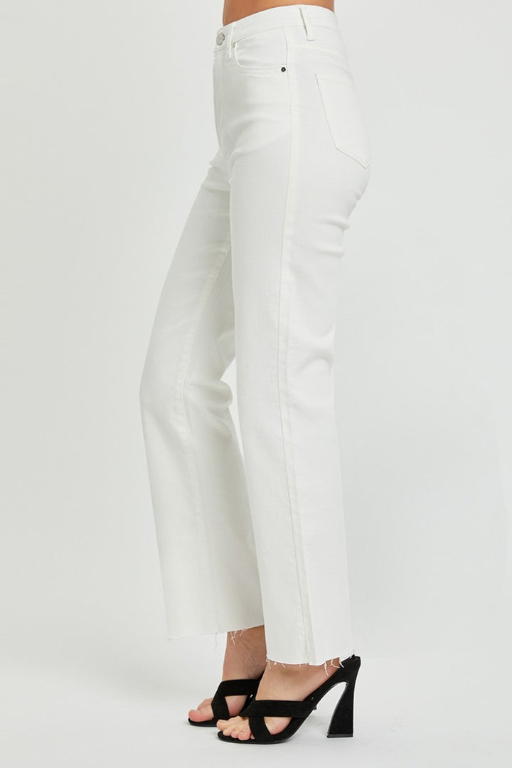 RISEN - Tummy Control Straight Leg White Jeans