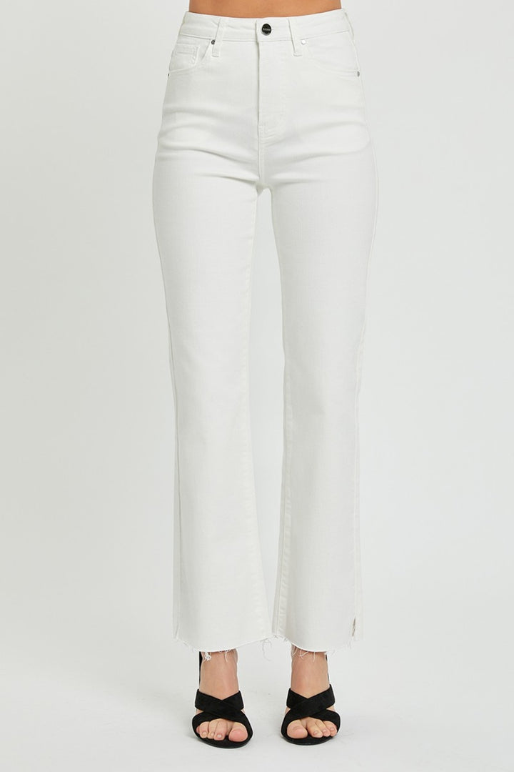 RISEN - Tummy Control Straight Leg White Jeans