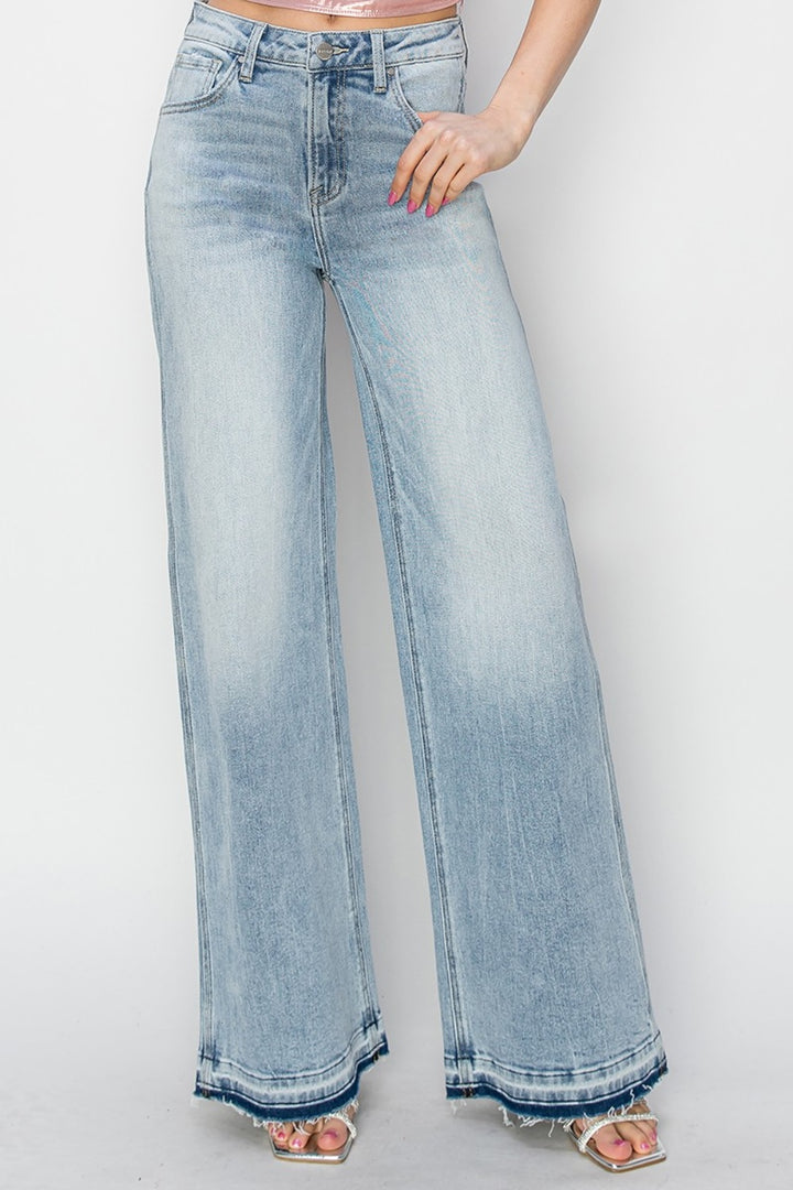 RISEN - Released Hem Wide Leg Jeans