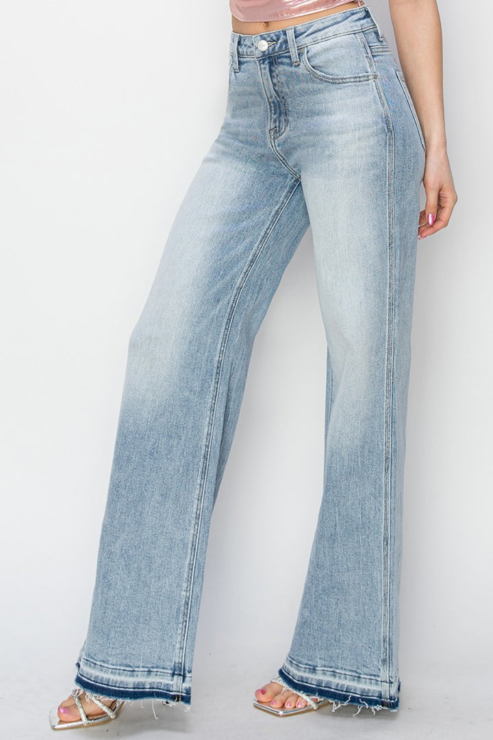 RISEN - Released Hem Wide Leg Jeans