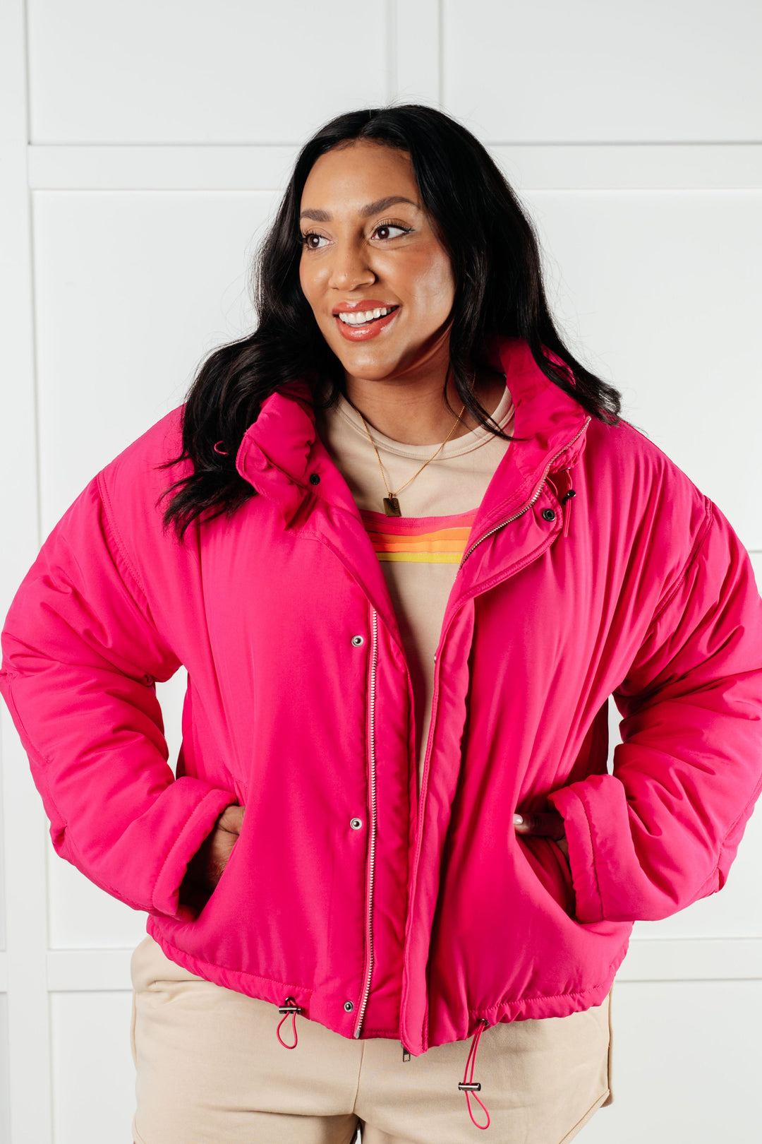 Warm Regards Hot Pink Puffer Jacket