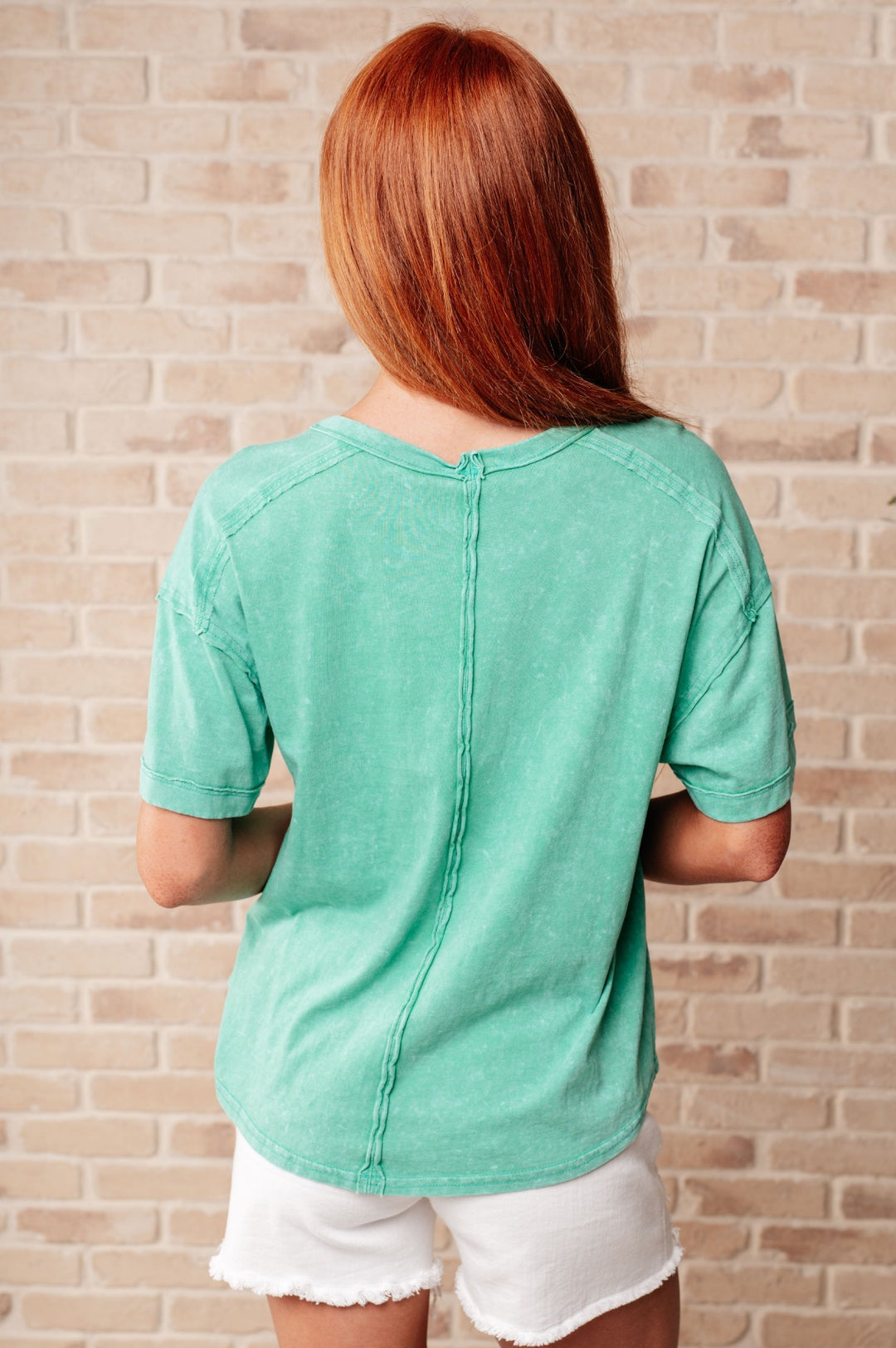 Short Sleeve Mineral Wash Jersey Knit Tee - Green - Inspired Eye Boutique