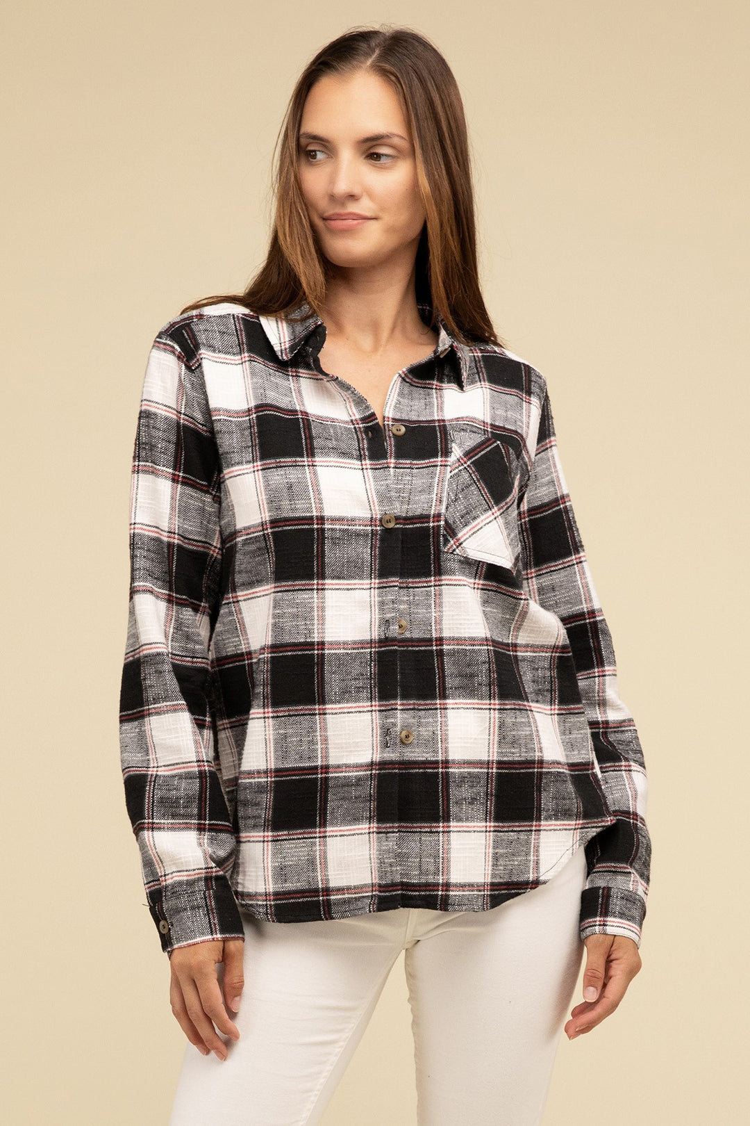 Zenana - Plaid Button-Up Shirt - Inspired Eye Boutique