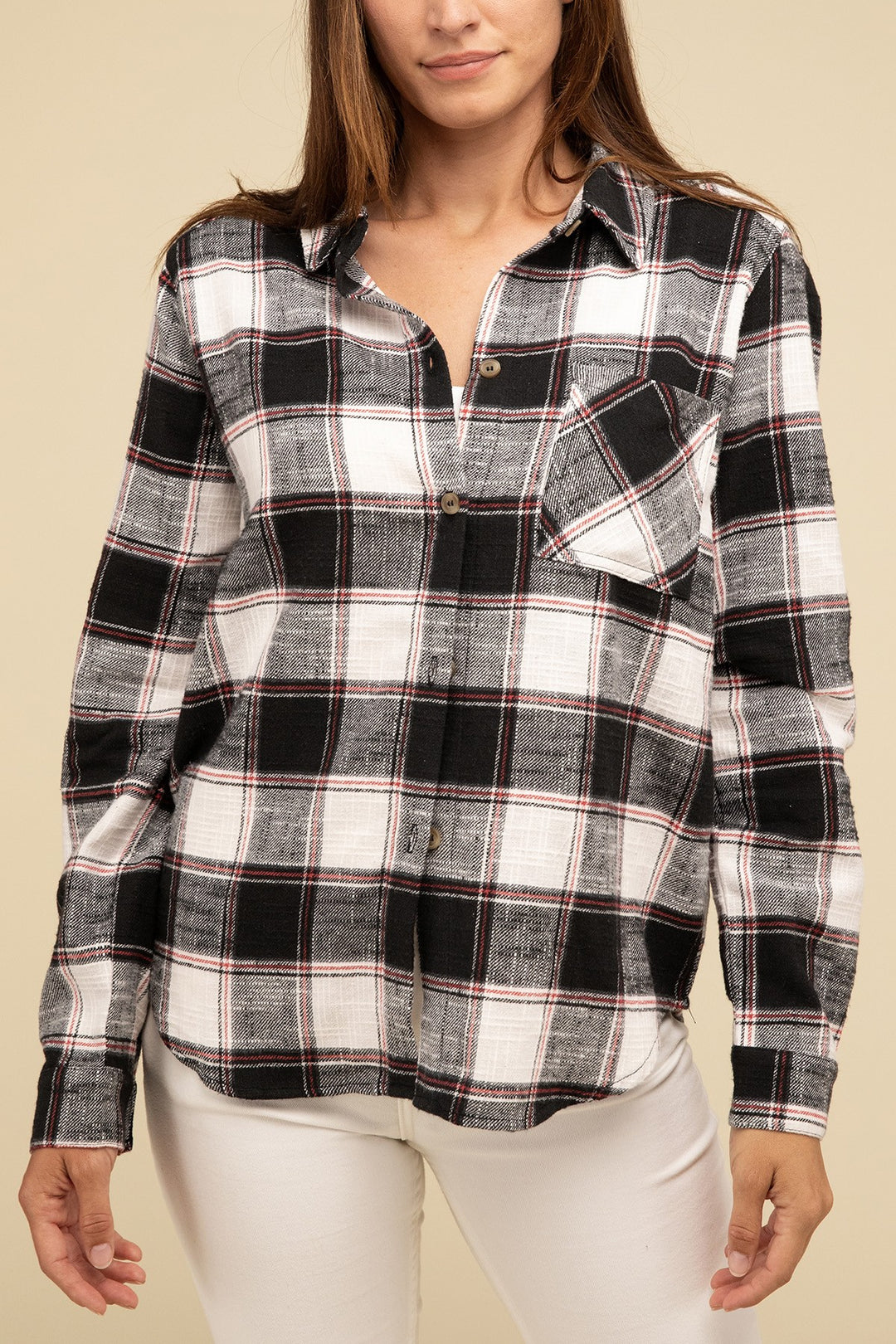 Zenana - Plaid Button-Up Shirt - Inspired Eye Boutique