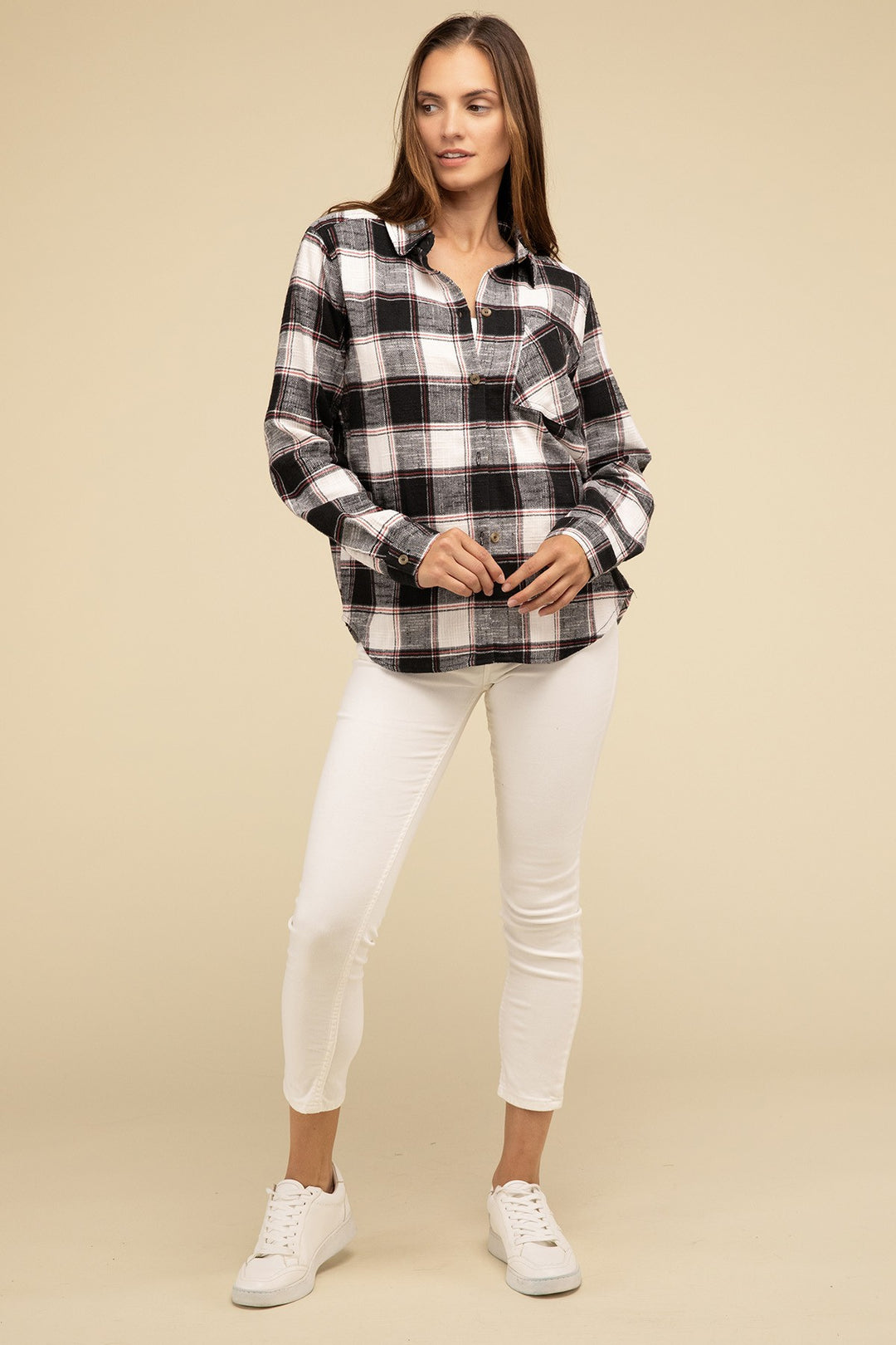 Zenana - Plaid Button-Up Shirt - Inspired Eye Boutique