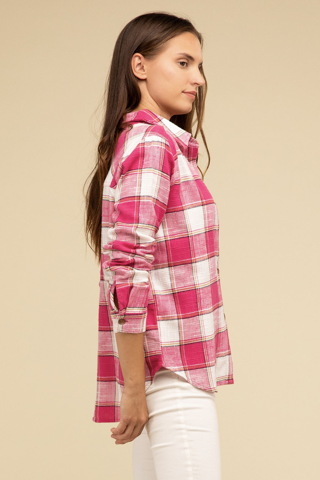 Zenana - Plaid Button-Up Shirt - Inspired Eye Boutique