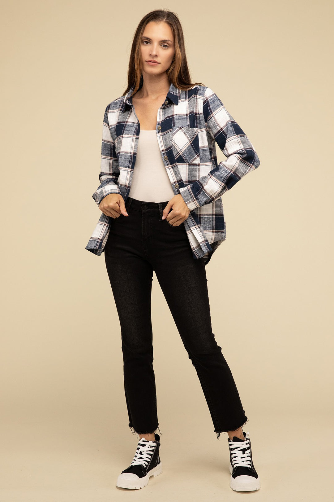 Zenana - Plaid Button-Up Shirt - Inspired Eye Boutique