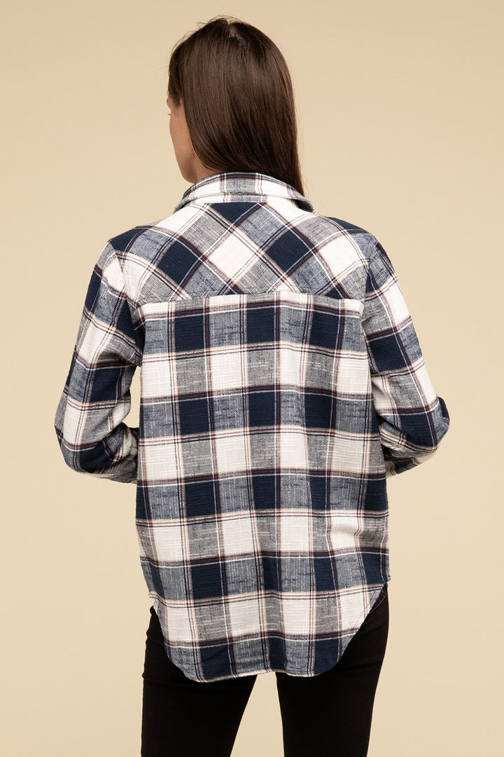 Zenana - Plaid Button-Up Shirt - Inspired Eye Boutique