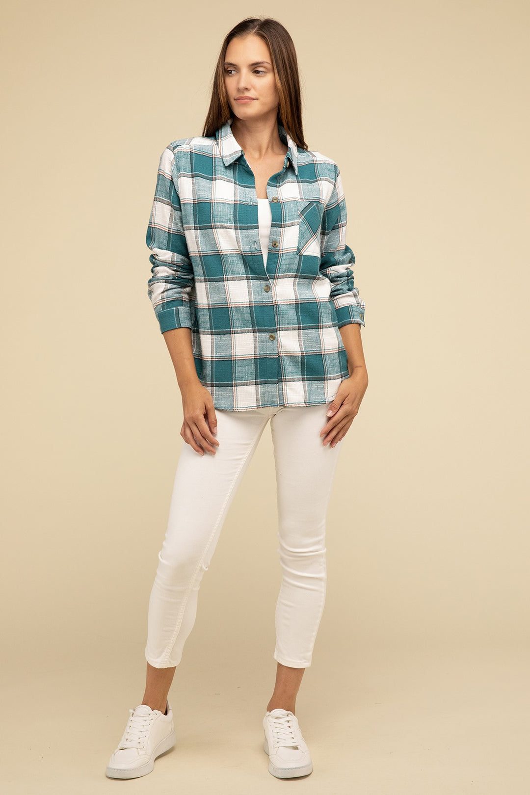 Zenana - Plaid Button-Up Shirt - Inspired Eye Boutique