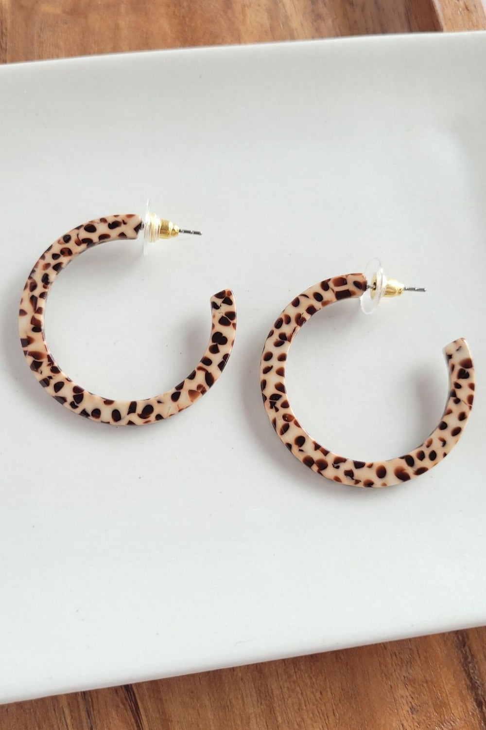 Acrylic Hoop Earrings - Brown Dot - Inspired Eye Boutique