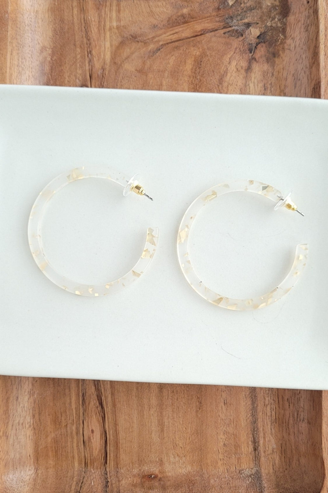 Acrylic Hoop Earrings - Gold Flake - Inspired Eye Boutique