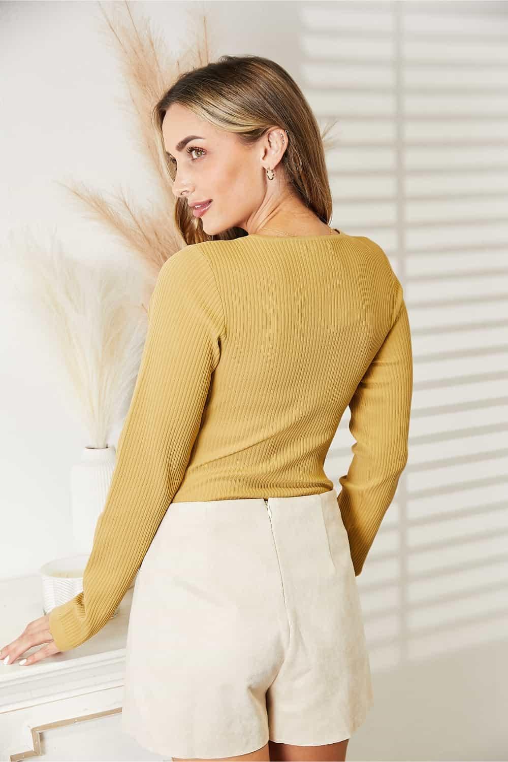 Yellow Long Sleeve Bodysuit - Inspired Eye Boutique