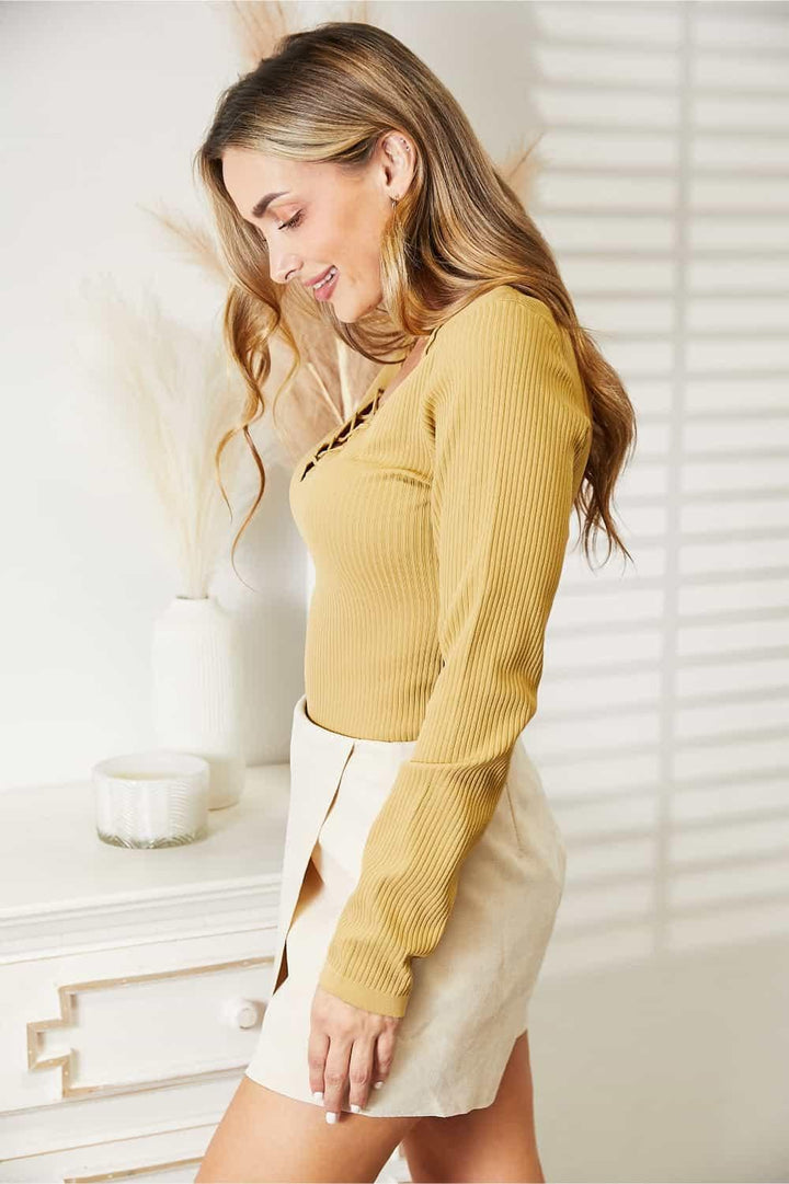 Yellow Long Sleeve Bodysuit - Inspired Eye Boutique