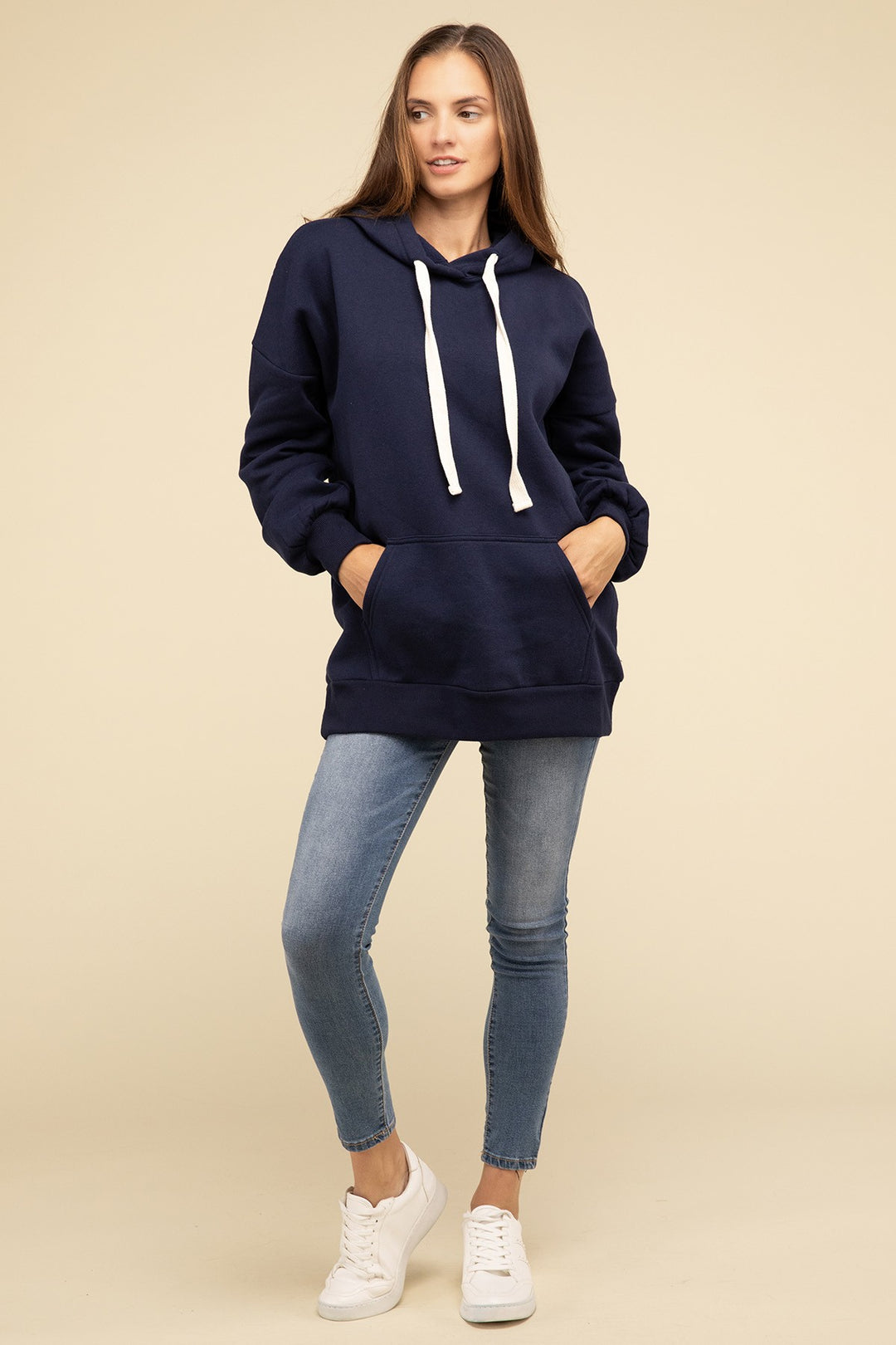 Zenana - Oversized Hoodie Longline Sweatshirt